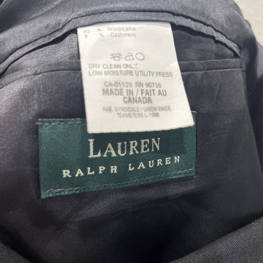 VTG Ralph Lauren Mens Size 42R Black Wool & Cashmere Sport Coat Suit Jacket LRL